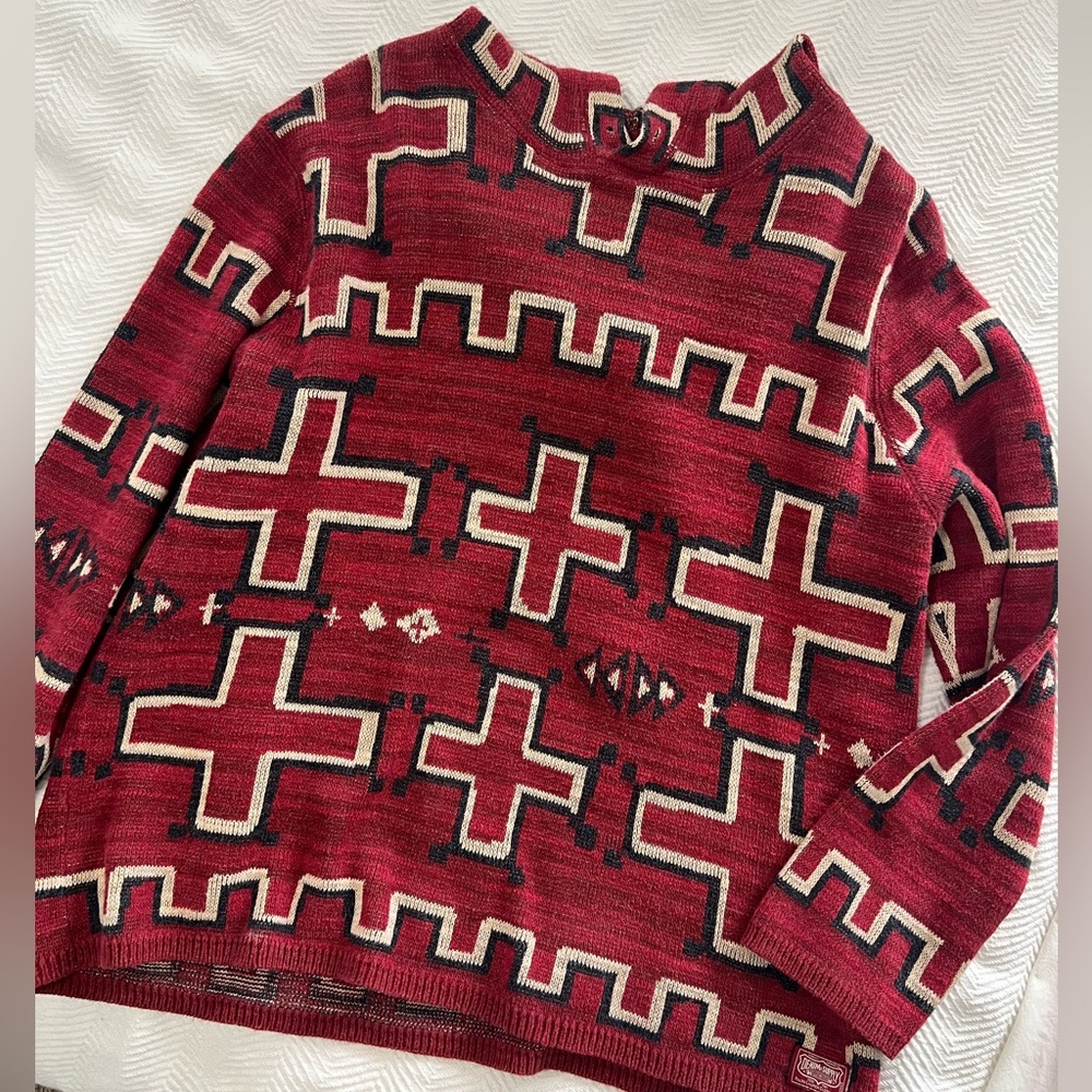 Red Geometric Pattern Sweater Hoodie